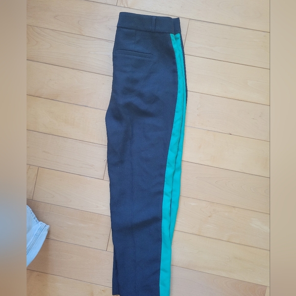 Banana Republic Navy Teal Side Stripe Straight-Leg Pants Petite 2 NWT - Picture 3 of 6